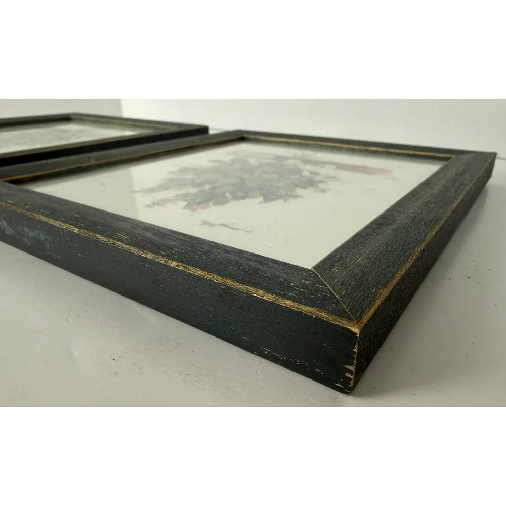 Vtg Set of 2 Peggy Abrams‎ Cottage Herbs Oregano/Basil Framed Prints Green